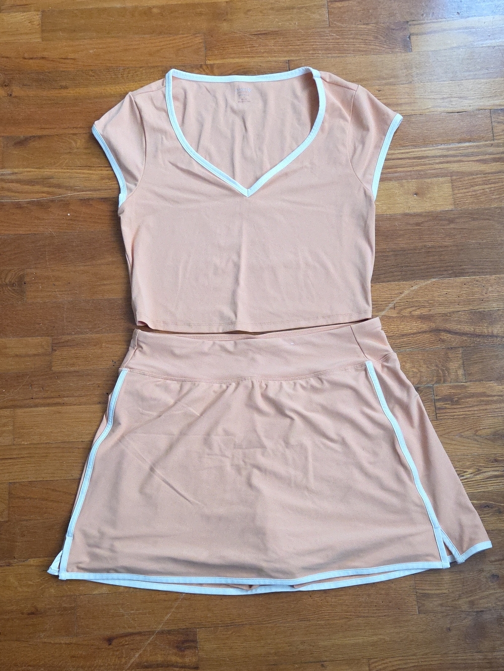 Old Navy Peach Active Crop Top with White Trim